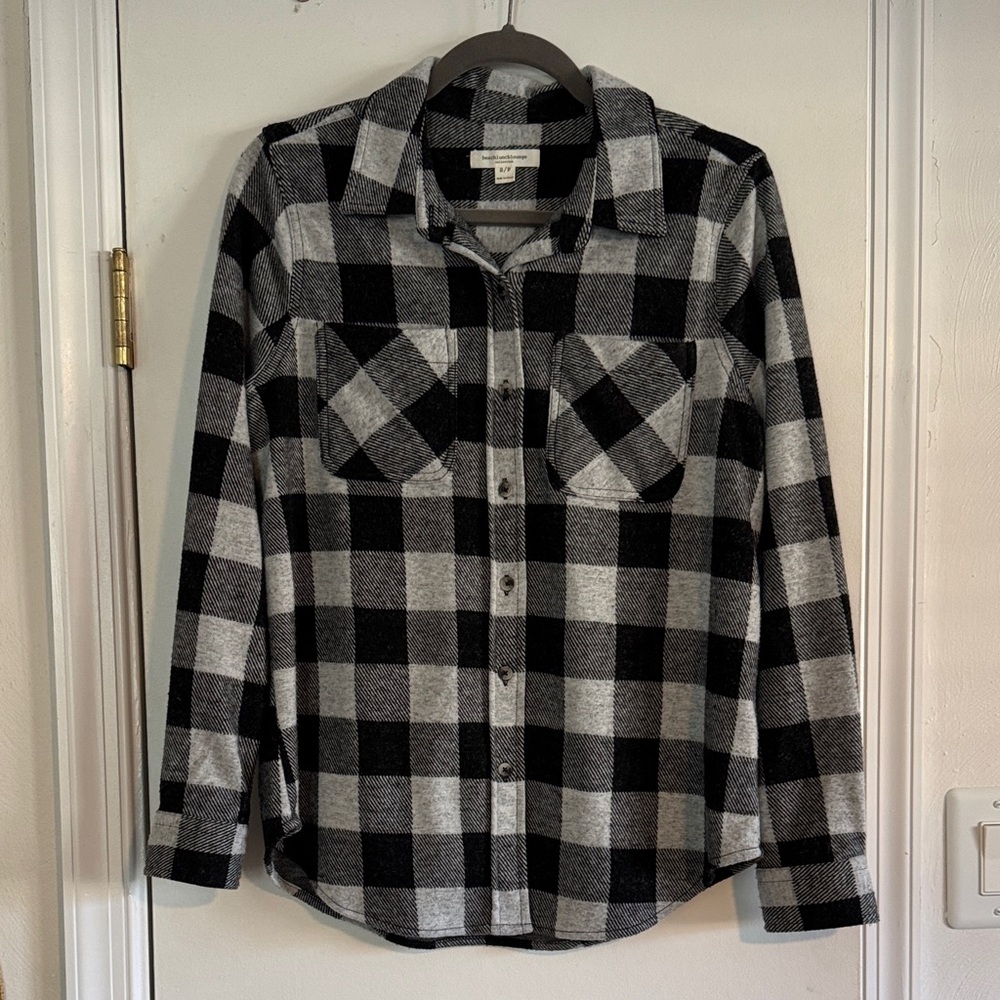 Beachlunchlounge Black and White Plaid Shirt